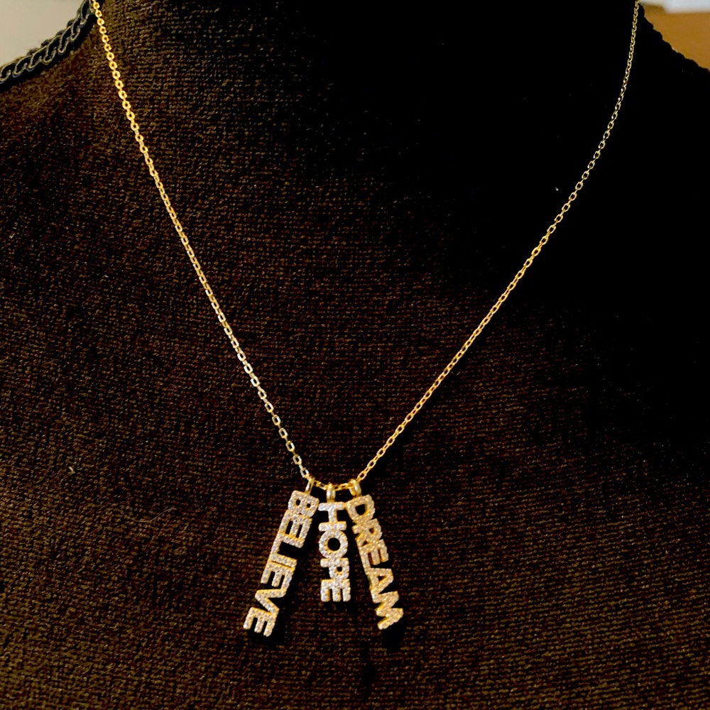 Sterling Silver “Believe, Dream, Hope” Charm Necklace